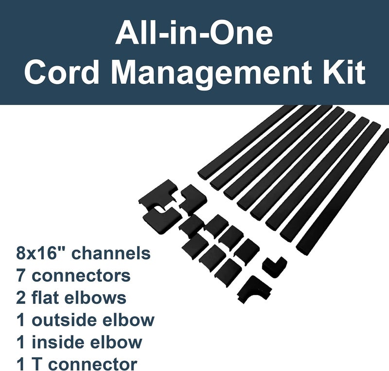 WIREMOLD Legrand C210SBK Cordmate II 128 Inch 20 Piece Cord Cover Kit, Organizer for Wall, Holds Up to 3 Cords or Cables, Sustainable Packaging, Black (1 Pack) - Image 2